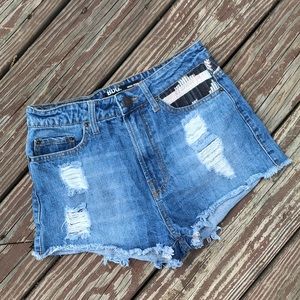 BDG Distressed Hi Rise Shorts Cheeky Sz 26